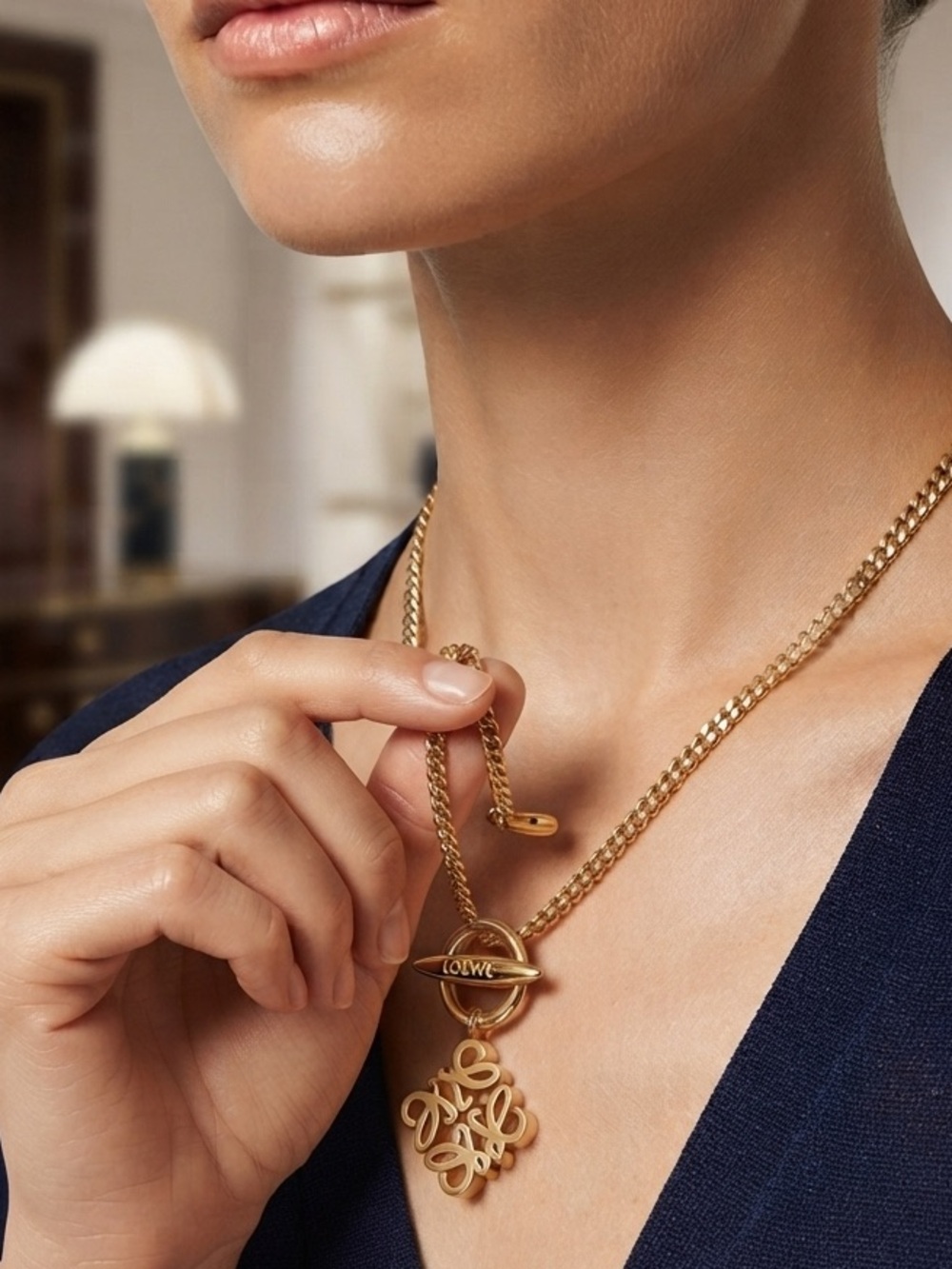 LOEWE Anagram Toggle Pendant Necklace